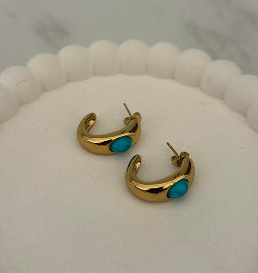 Azure Stone Earrings (Gold)