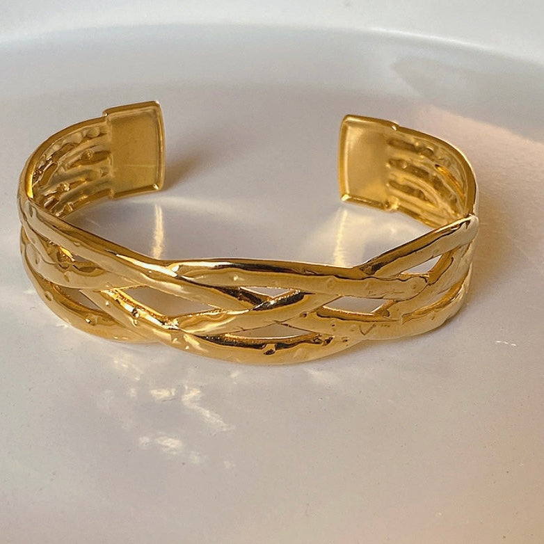 Interwoven Gold Cuff Bracelet