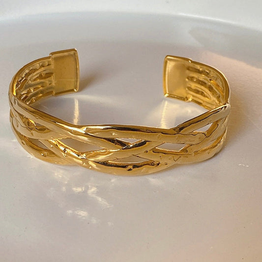 Interwoven Gold Cuff Bracelet