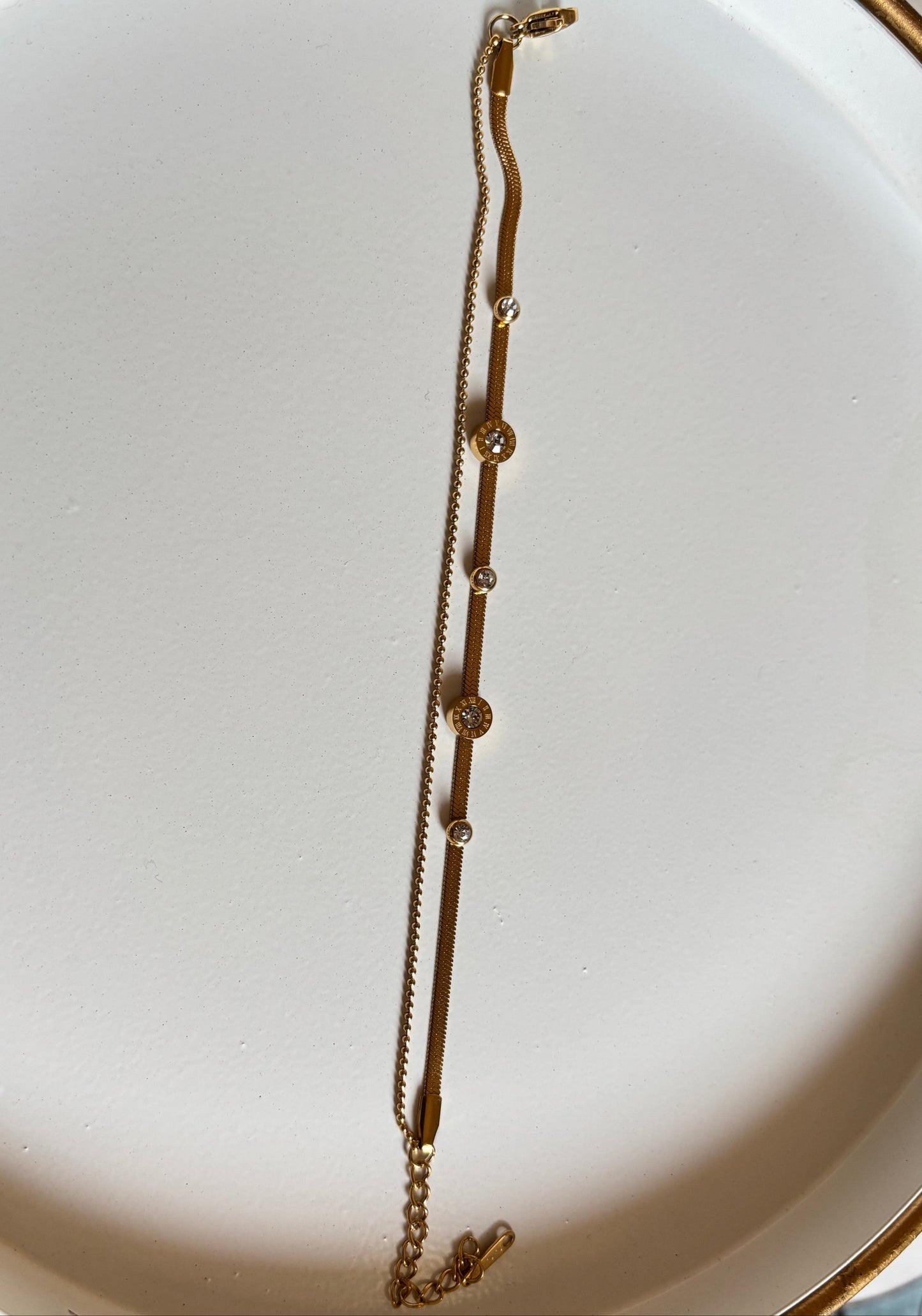 Roman Elegance Dual-Layer Chain Bracelet (Gold)