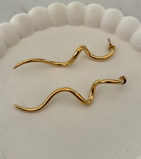 Twist Wave Earrings (Gold)