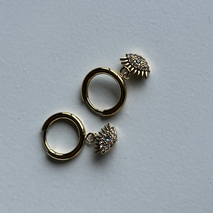 Dazzling Evil Eye Huggie Hoop Earrings (Gold)