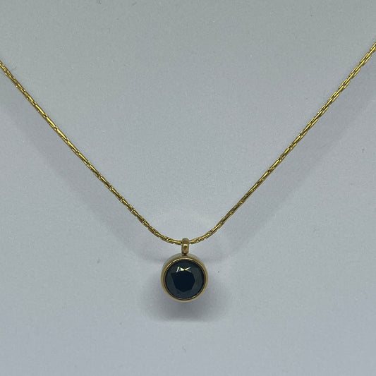 Midnight Sparkle Solitaire Necklace (Gold)
