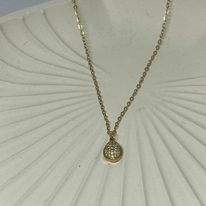 Dainty Pave Teardrop Necklace (Gold)