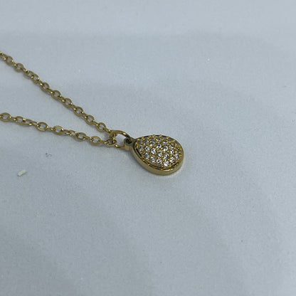 Dainty Pave Teardrop Necklace (Gold)
