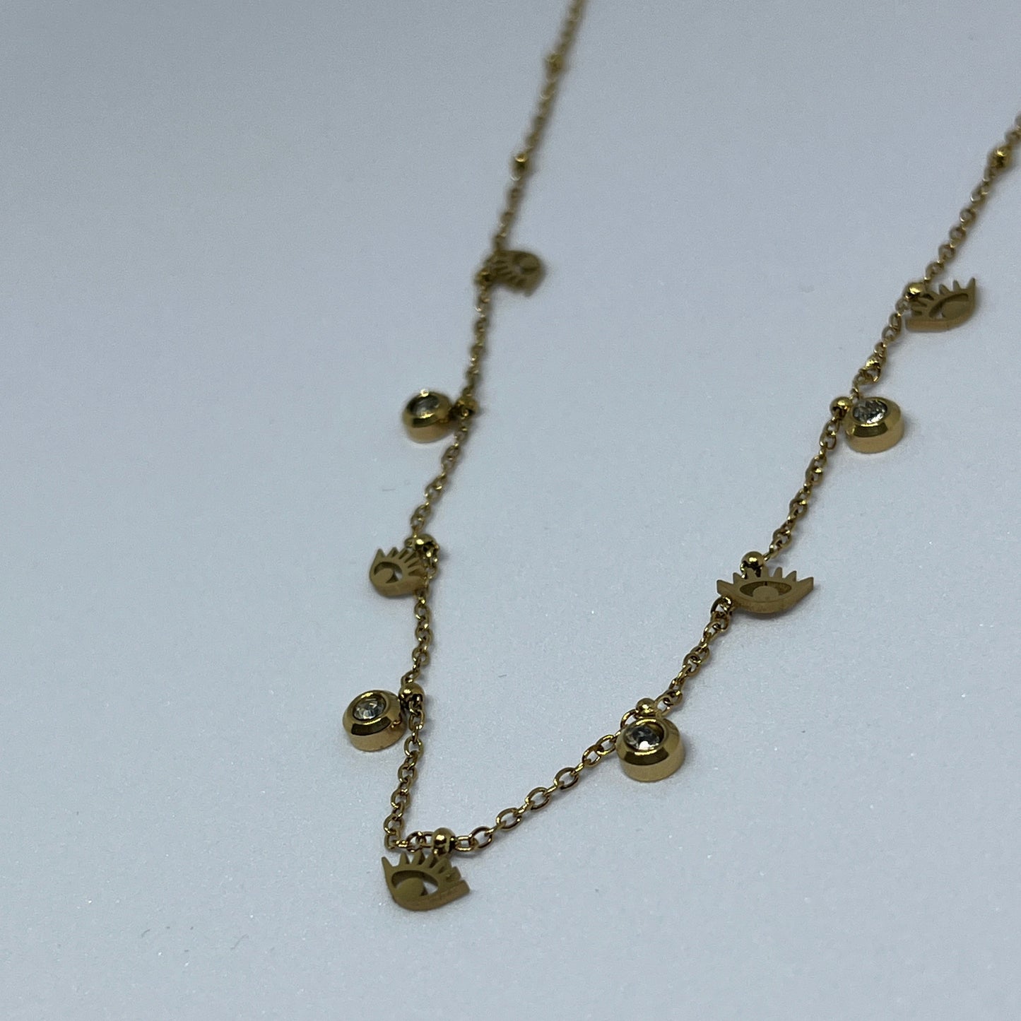 Evil Eye Charm Necklace (Gold)
