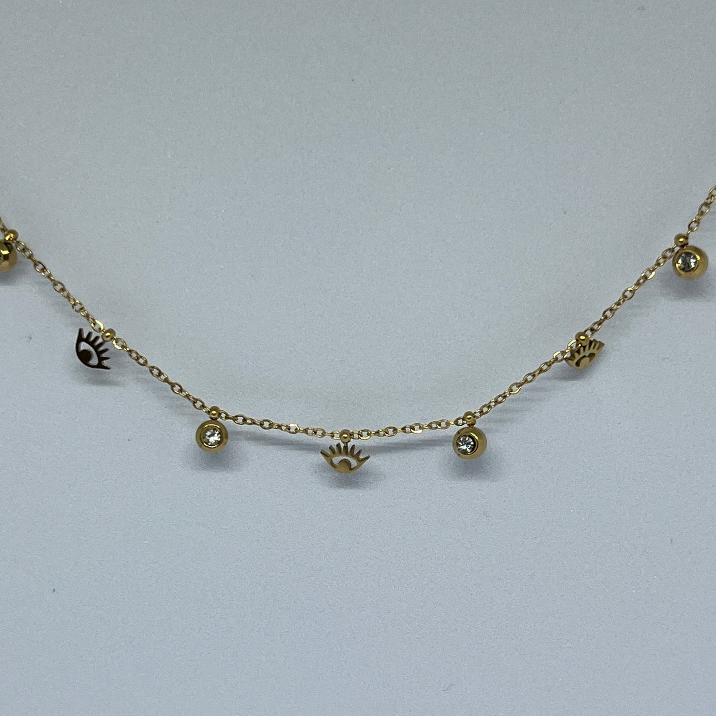 Evil Eye Charm Necklace (Gold)