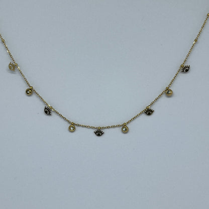 Evil Eye Charm Necklace (Gold)