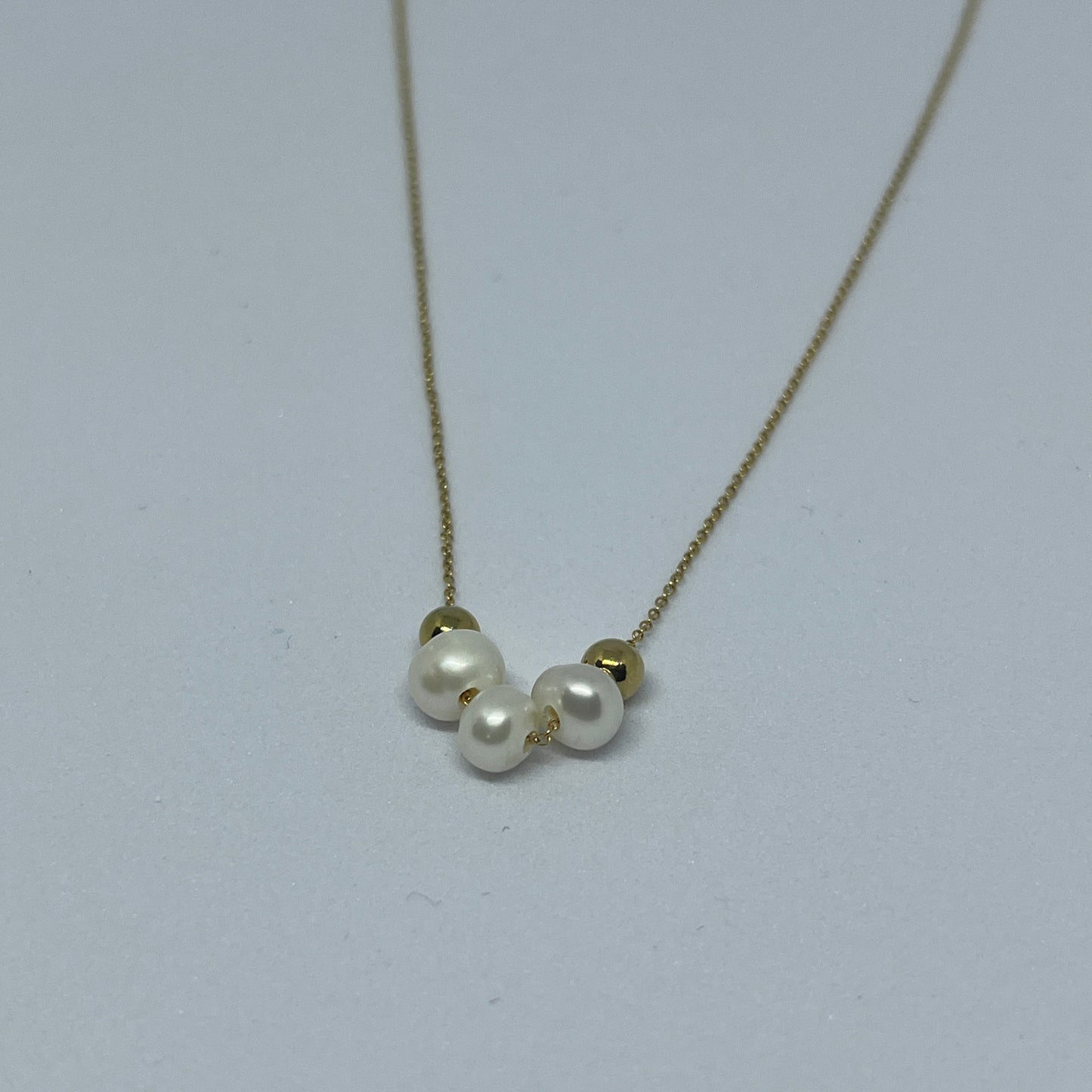 Pearl & Gold Bead Harmony Necklace (Gold)