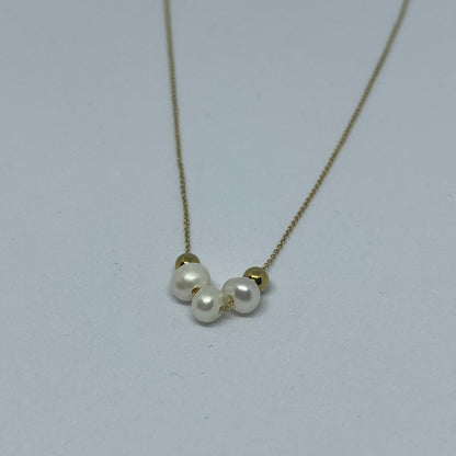 Pearl & Gold Bead Harmony Necklace (Gold)
