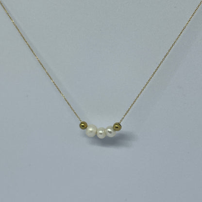 Pearl & Gold Bead Harmony Necklace (Gold)
