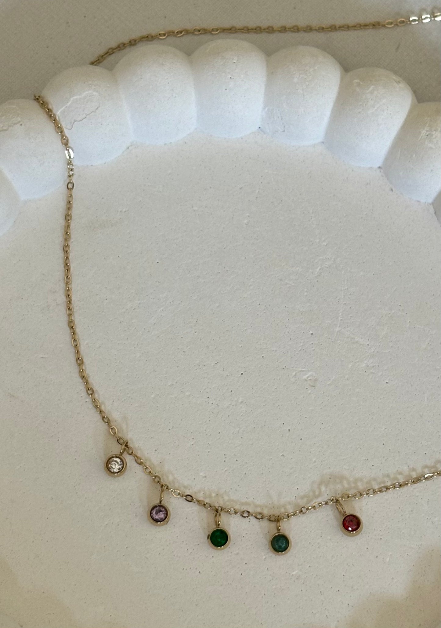 Rainbow Drops Necklace (Gold)