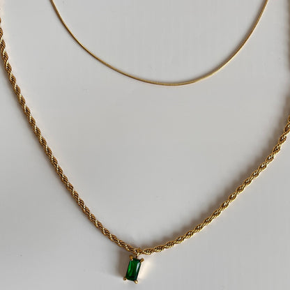 Emerald Glow Layered Necklace (Gold)