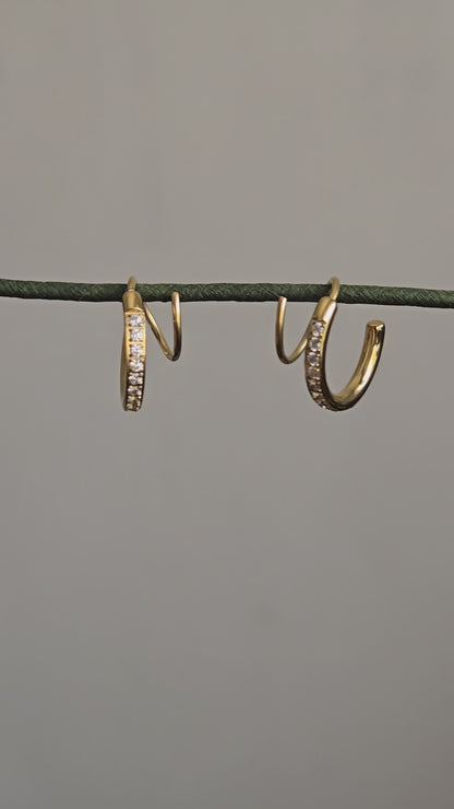 Sparkling Spiral Huggie Earrings (Gold)