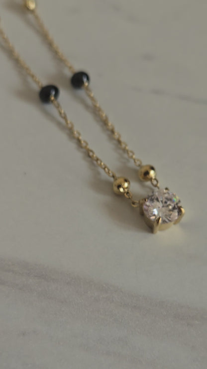 Midnight Spark Drop Mangalsutra Necklace (Gold)