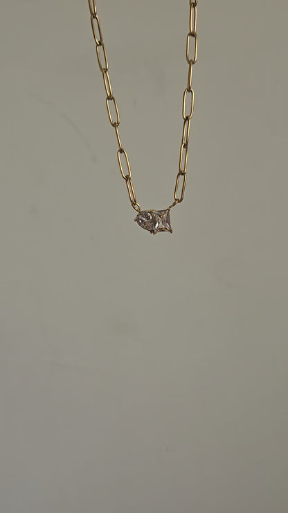 Dual Spark Crystal Link Necklace (Gold)