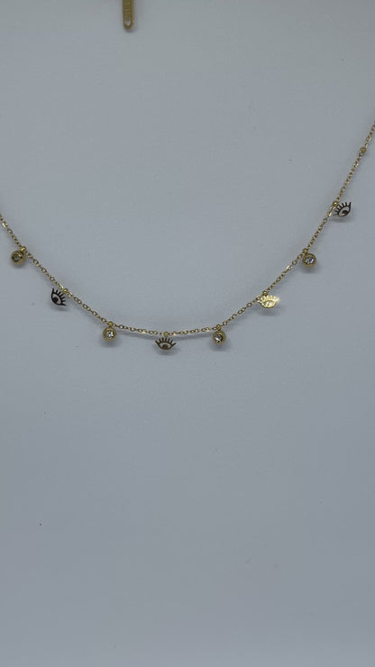 Evil Eye Charm Necklace (Gold)