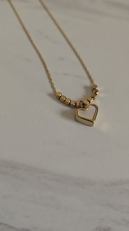 Luxe Beaded Heart Necklace (Gold)