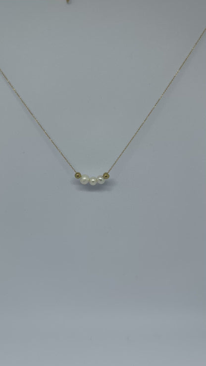 Pearl & Gold Bead Harmony Necklace (Gold)