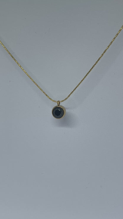 Midnight Sparkle Solitaire Necklace (Gold)