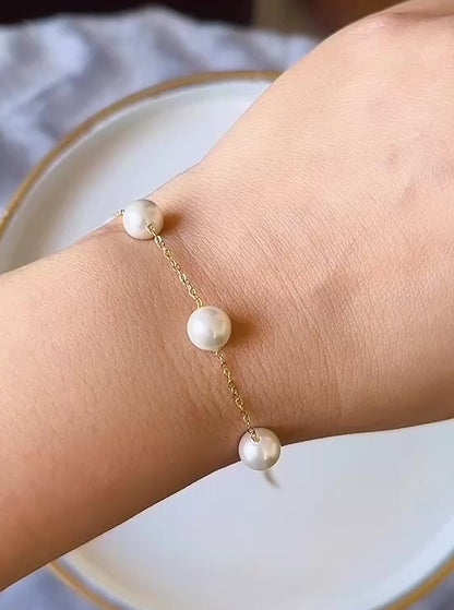 Pearl line Chain Bracelet (Gold)