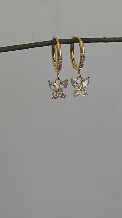 Flutter Charm Hoop Earrings (Gold)