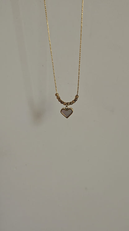 Luxe Beaded Heart Necklace (Gold)