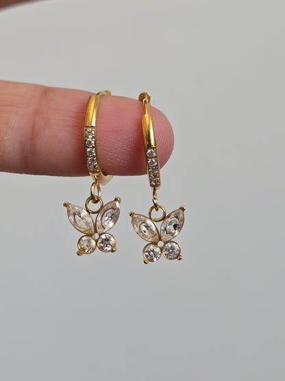 Flutter Charm Hoop Earrings (Gold)