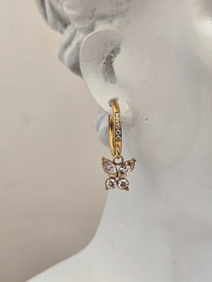 Flutter Charm Hoop Earrings (Gold)