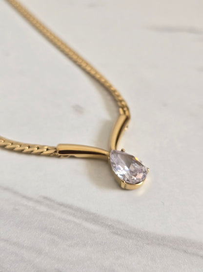 Pear Drop Curb Chain Necklace