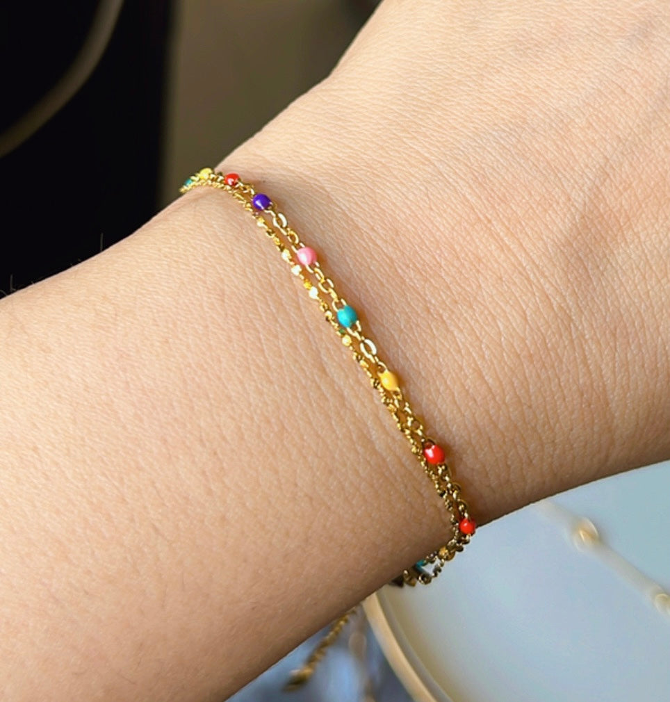 Confetti Beads chain Bracelet (Gold)